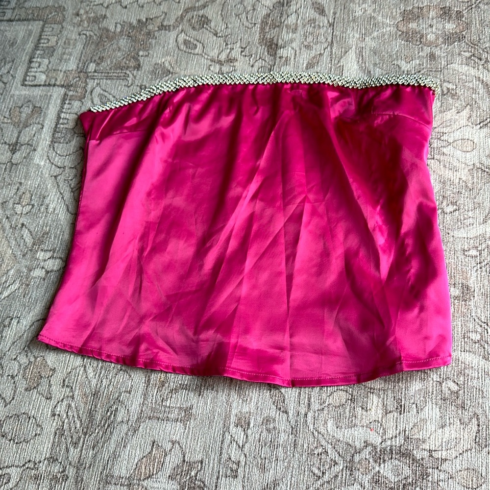 SHEIN hot pink with sparkle on top strapless top, medium